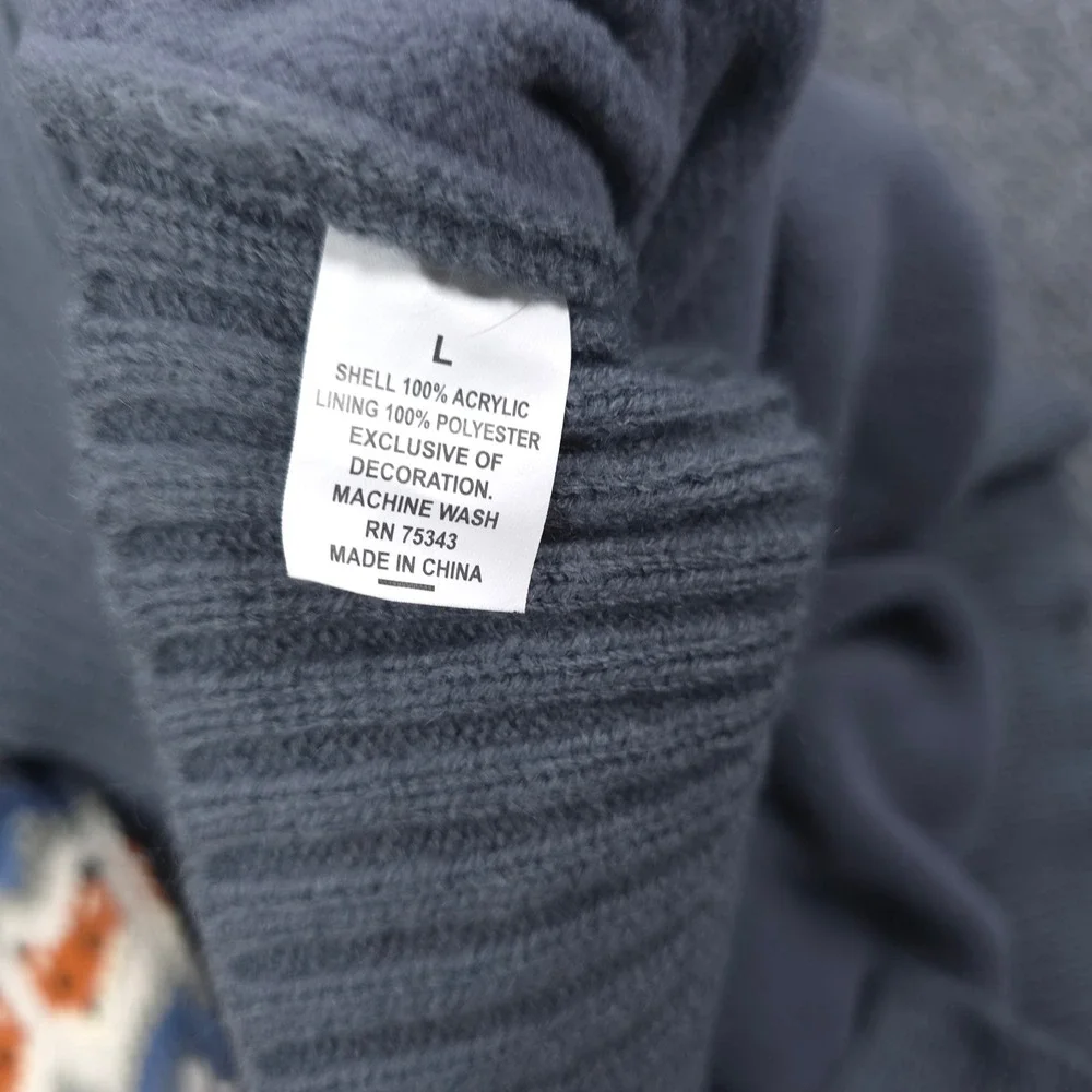 Dog Sweater Large Blue Acrylic Fox Fair Isle Hooded Pet Winter Coat
